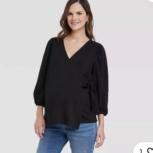 NWT Isabel Maternity Nursing Wrap Top Black XXL AH-1787